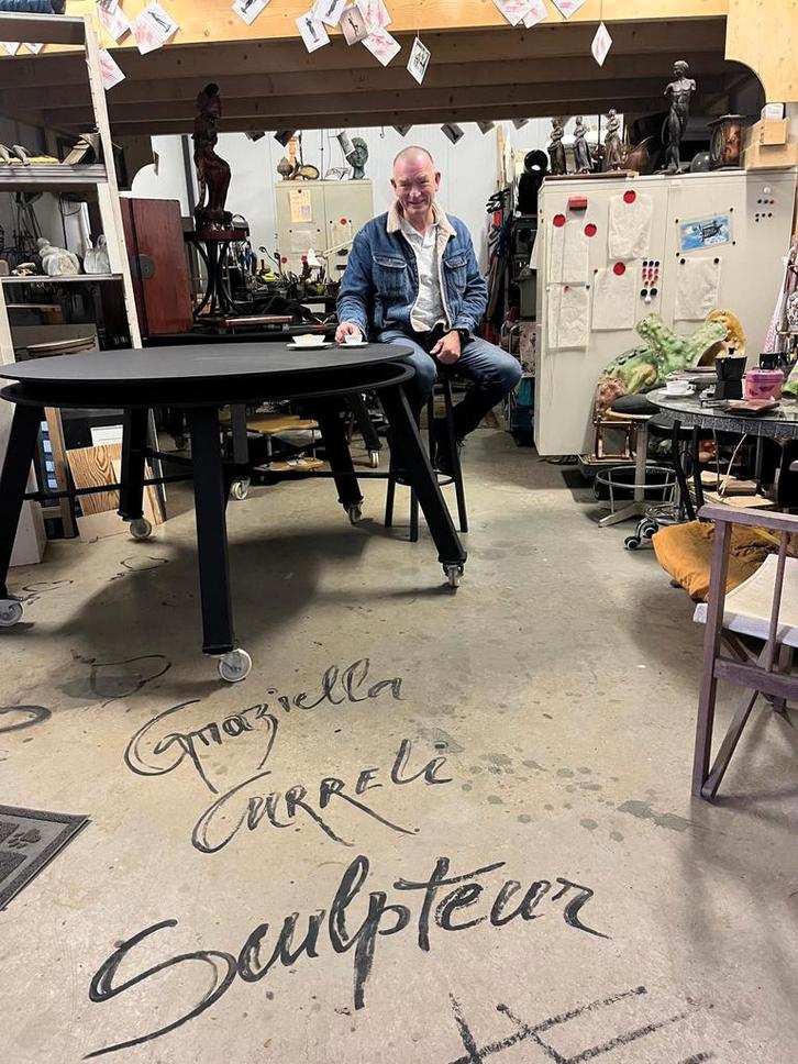 Unieke Metalen Werktafel - Kenau Beelden Haarlem, Antiek en Kunst, Antiek | Meubels | Tafels, Ophalen of Verzenden