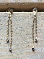 goudkleurige oorbellen - oorhangers met strass, Overige materialen, Hangers, Ophalen of Verzenden, Zo goed als nieuw