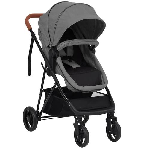 Kinderwagen 2-in-1 staal lichtgrijs en zwart, Kinderen en Baby's, Buggy's, Nieuw, Ophalen of Verzenden