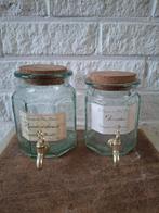 Leuke set brocante Franse glazen Vinaigre potten met kraan, Antiek en Kunst, Ophalen of Verzenden