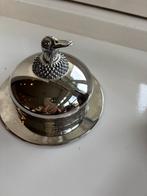 Verzilverde botervloot met eend, Ophalen of Verzenden, Zilver