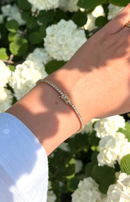 14k Gouden Tennisarmband – 2.63ct natuurlijke roze mix, Sieraden, Tassen en Uiterlijk, Armbanden, Nieuw, Goud, Goud, Ophalen of Verzenden