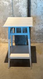 Brocante plantentafel met 2 Niveaus - wit, Huis en Inrichting, Tafels | Sidetables, Ophalen, Gebruikt, Vierkant, Minder dan 50 cm