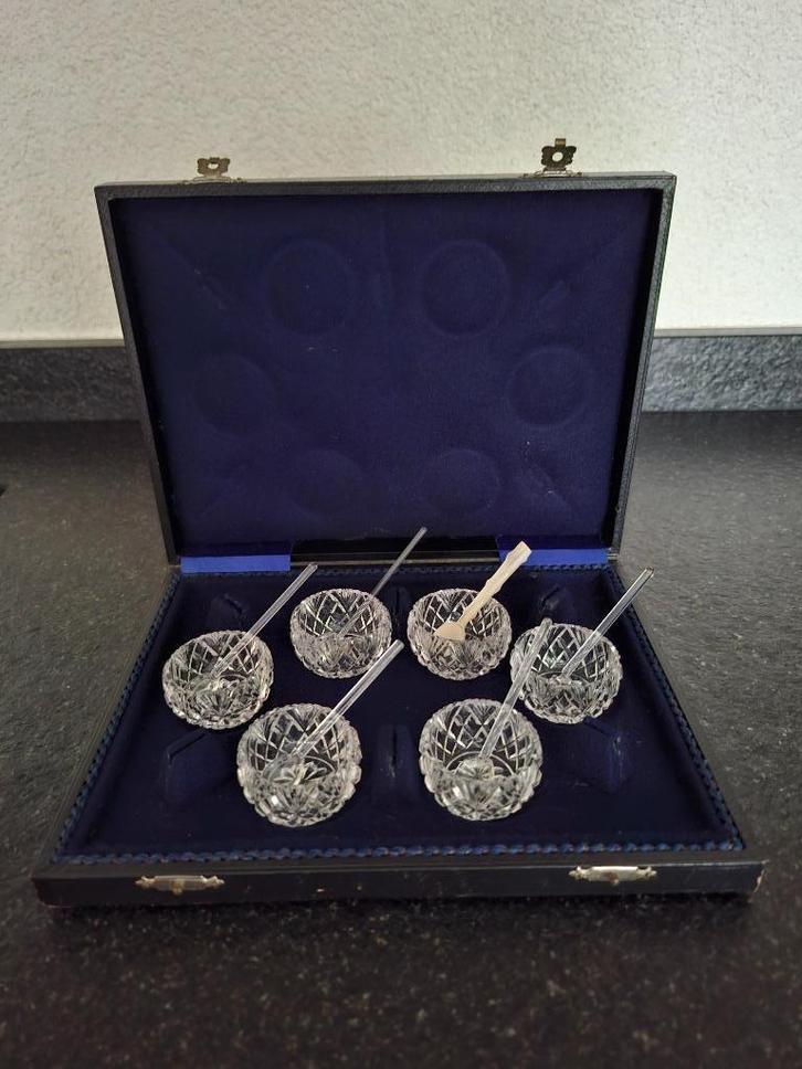 Kristal geslepen zoutbakjes, Antiek en Kunst, Antiek | Glas en Kristal, Ophalen of Verzenden