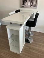 Modern wit hoogglans barmeubel met krukken, Ophalen, Gebruikt, Inclusief barstoelen