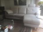 Bank 3 zits, wit licht creme leder., Ophalen, Leer, In goede staat, breed 205 cm.