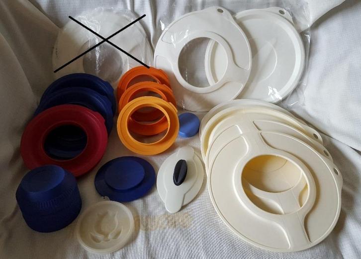 Tup. deksel 8: deksels (on)gebruikte (oudere) bakartikelen, Huis en Inrichting, Keuken | Tupperware, Gebruikt, Overige typen, Ophalen of Verzenden
