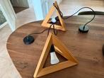 Twee Houten Hanglampen, Ophalen, Zo goed als nieuw, Hout, Minder dan 50 cm