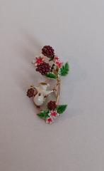 Muis op bloem broche, Sieraden, Tassen en Uiterlijk, Broches, Overige materialen, 4 tot 7 cm, Overige kleuren, Nieuw