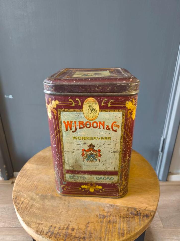 w.j boon & co cacao winkelblik Wormerveer blik, Verzamelen, Blikken, Gebruikt, Overige, Ophalen of Verzenden