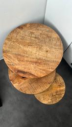 Set van 3 mango hout salontafels, Huis en Inrichting, 45 tot 60 cm, Minder dan 55 cm, Rond, Ophalen of Verzenden