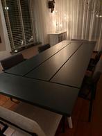 Stevige eiken eettafel met 6 stoelen, Ophalen, Gebruikt, Eikenhout, 200 cm of meer