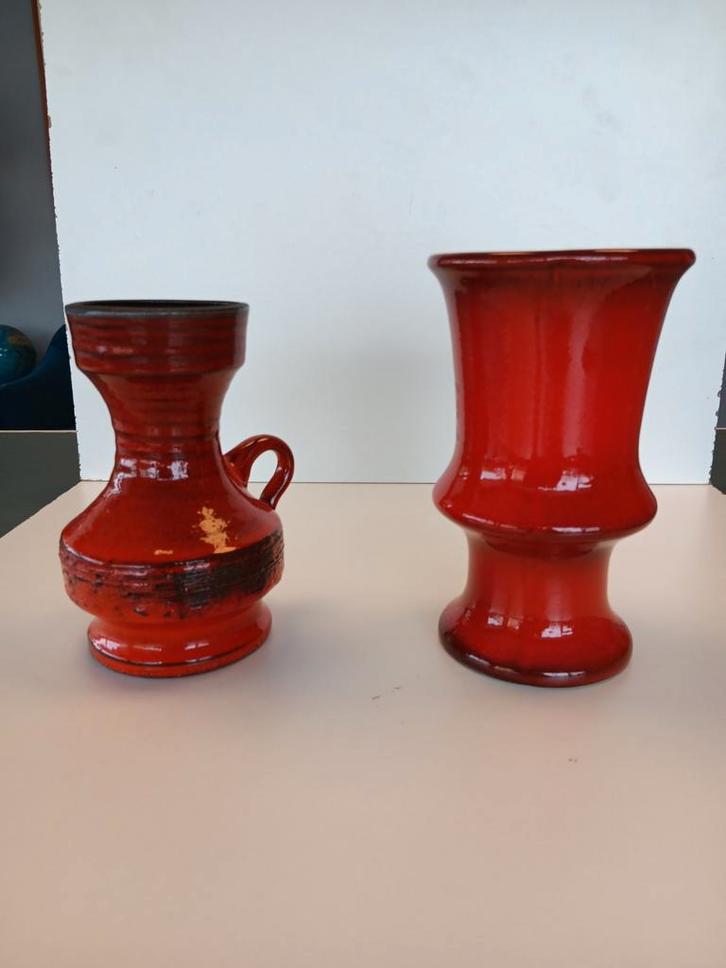 2 oranje retro vazen, Antiek en Kunst, Antiek | Vazen, Ophalen of Verzenden