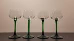 Vintage wijnglazen groene voet / groen glas 4 stuks, Ophalen of Verzenden