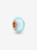 PANDORA Matte Blue Murano Glass Charm Rosé verguld, Glas of Kristal, Pandora, Nieuw, Ophalen of Verzenden