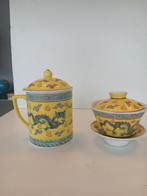 Origineel chinese beker met deksel en theekopje., Ophalen of Verzenden