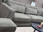 ZGAN XL Ribstof Hoekbank met Hocker - Taupe - 330 x 235, Ophalen, -, -, Hoekbank
