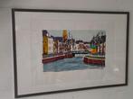 Anke Slooff zeefdruk Visserbrug Groningen, Antiek en Kunst, Kunst | Litho's en Zeefdrukken, Ophalen of Verzenden