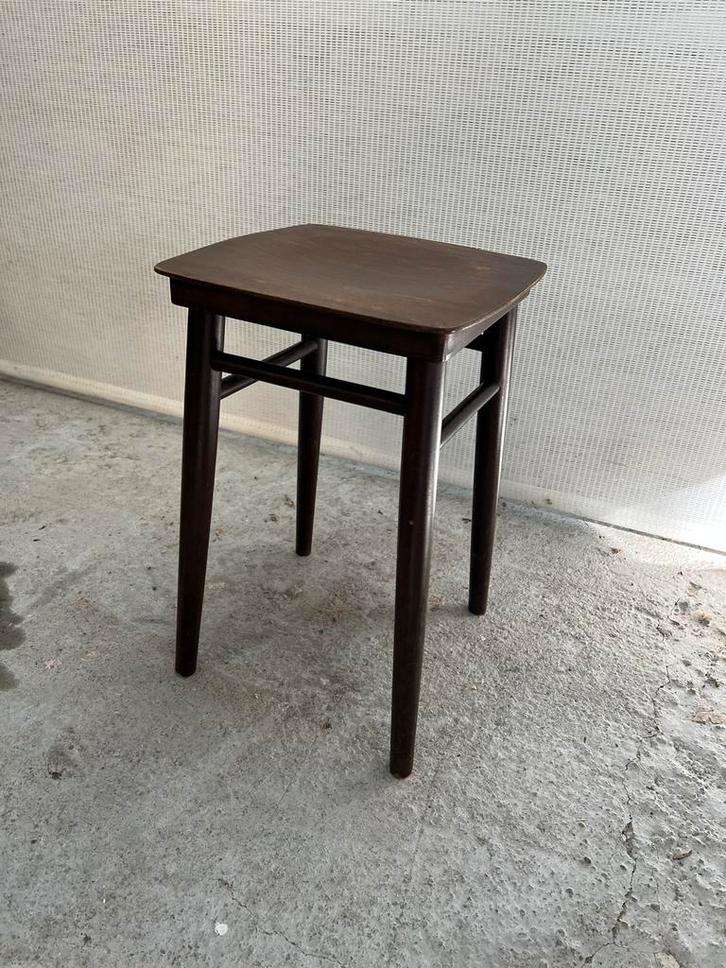 Vintage Houten Krukje/Bijzettafel, Huis en Inrichting, Krukjes, Gebruikt, Hout, Ophalen
