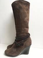 Crocs laarzen leer sleehak schapenbont gevoerd mt 38, Hoge laarzen, Bruin, Ophalen of Verzenden, Crocs