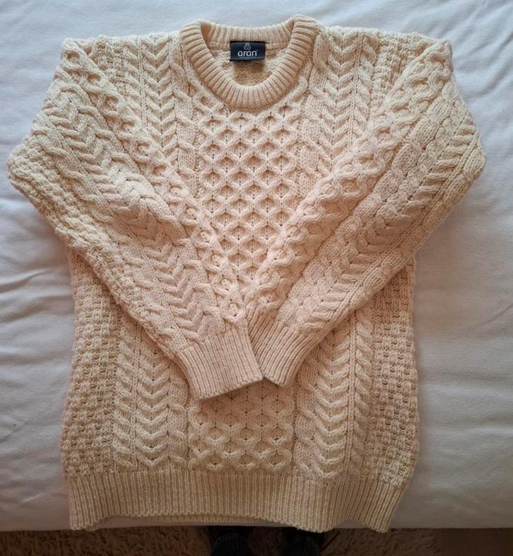 Aran wollen trui, maat S, Kleding | Dames, Truien en Vesten, Zo goed als nieuw, Maat 38/40 (M), Beige, Ophalen of Verzenden