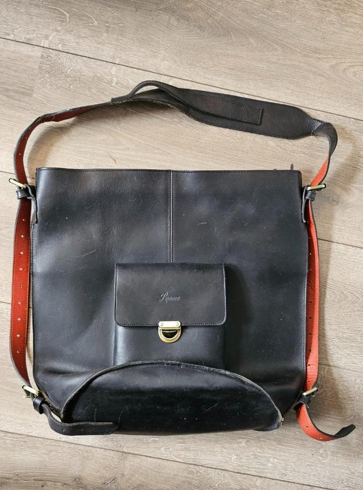 Grote Leren Converteerbare Tas van Laauw, Sieraden, Tassen en Uiterlijk, Tassen | Damestassen, Gebruikt, Handtas, Zwart, Verzenden
