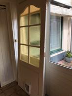 Hardhouten deur met kattenluik, Doe-het-zelf en Verbouw, Deuren en Horren, 215 cm of meer, 80 tot 100 cm, Gebruikt, Ophalen of Verzenden