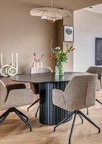 HKliving Pillar Eettafel 140cm rond ronde eetkamertafel, Ophalen, Gebruikt, 100 tot 150 cm, Rond