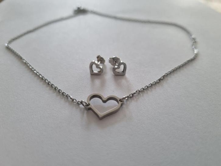 DRKS ketting en oorbellen, Sieraden, Tassen en Uiterlijk, Kettingen, Nieuw, Overige materialen, Zilver, Verstelbaar, Ophalen of Verzenden
