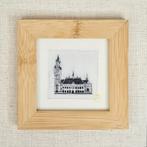 Ets van het Vredespaleis in Den Haag 10x10 cm incl lijst, Antiek en Kunst, Ophalen of Verzenden