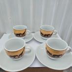 4 Porseleinen espresso kop en schotel met afrokaans tafereel, Huis en Inrichting, Keuken | Servies, Ophalen of Verzenden, Zo goed als nieuw