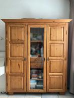 Geloogd grenenhouten Kast met vitrine deur, Huis en Inrichting, Kasten | Buffetkasten, Ophalen, Gebruikt, 100 tot 150 cm, Landelijk