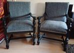2 zwarte stoelen met grijze bekleding, Ophalen, Hout, Gebruikt, Twee