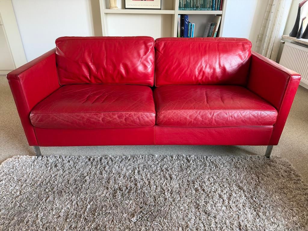 Vintage De Sede DS 118 2-zits bank, rood leer, Gebruikt, 150 tot 200 cm, Tweepersoons, Ophalen of Verzenden