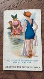 Groeten uit Scheveningen. Humor;in de zee,aan het strand, Ophalen of Verzenden, 1920 tot 1940