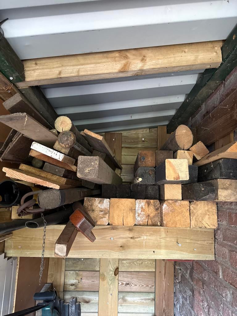 Diverse partij hout: balken, planken en meer, Gebruikt, Ophalen of Verzenden, 50 mm of meer, Balk