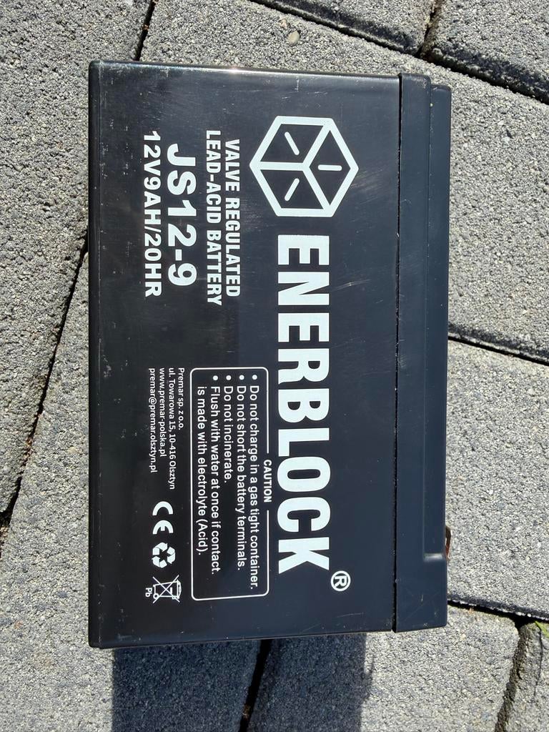 Enerblock JS12-9 Loodaccu 12V 9Ah, Ophalen, Gebruikt, Oplaadbaar