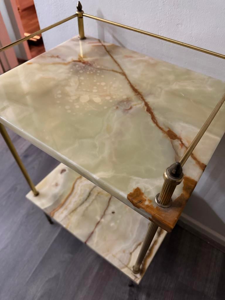 Onyx Bijzettafel, Huis en Inrichting, Overige materialen, Gebruikt, 55 tot 75 cm, Rechthoekig