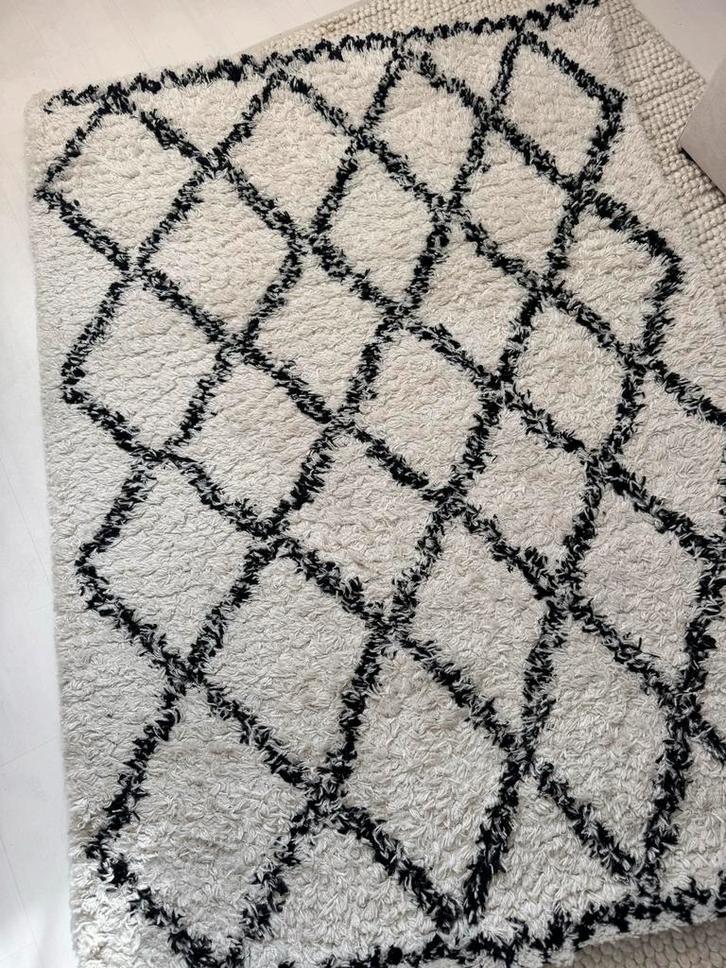 Crème -wit vloerkleed met ruitpatroon Varamin Karwei, Huis en Inrichting, Stoffering | Tapijten en Kleden, Zo goed als nieuw, 100 tot 150 cm