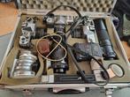 Fotokoffer met oud analoge camera's en lenzen, Ophalen of Verzenden, Gebruikt, Spiegelreflex, Overige Merken