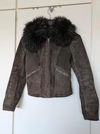 Donkerbruine suède lammy coat - XS, Ophalen, Gedragen, Maat 34 (XS) of kleiner, Bruin