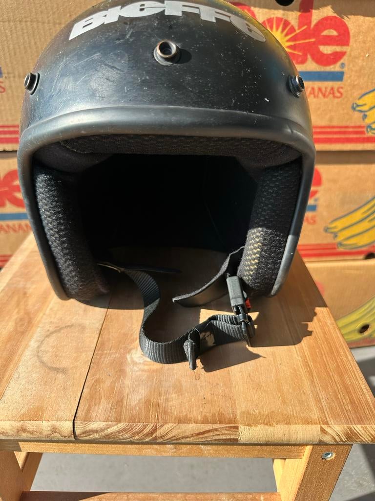 Bieffe Jethelm - Klassieke Zwarte Motorhelm, Motoren, Overige merken, Heren, Jethelm, Ophalen of Verzenden