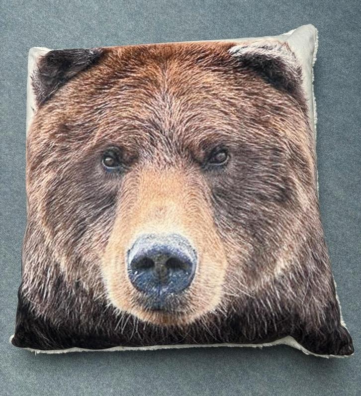 Groot kussen BEER, Huis en Inrichting, Woonaccessoires | Kussens, Zo goed als nieuw, Bruin, Vierkant, Ophalen of Verzenden