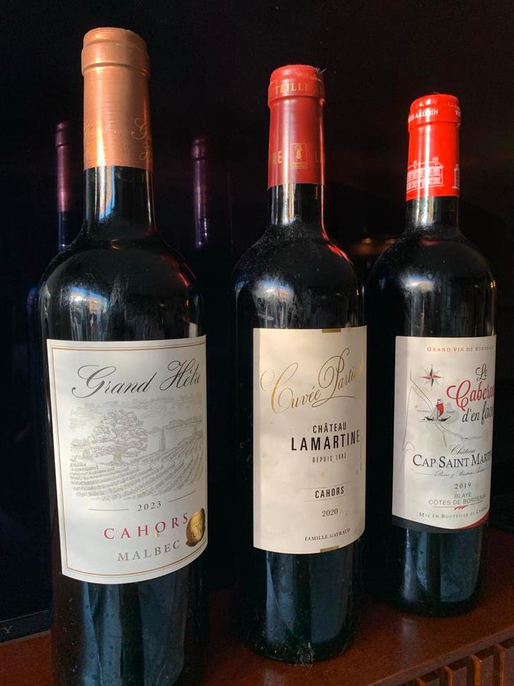 Drie flessen Franse kwaliteits rode wijnen, Verzamelen, Wijnen, Zo goed als nieuw, Rode wijn, Frankrijk, Vol, Ophalen of Verzenden