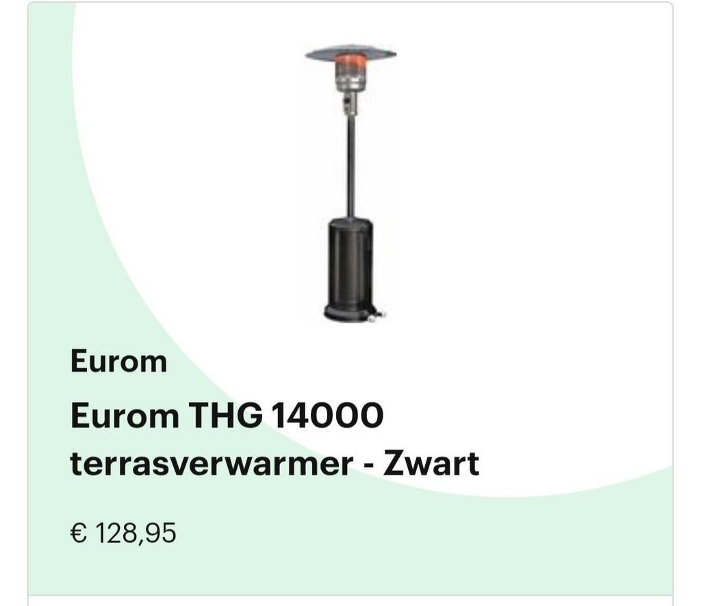 Zo goed als nieuwe Eurom THG 14000 terrasverwarmer met gas, Tuin en Terras, Terrasverwarmers, Ophalen of Verzenden, Zo goed als nieuw