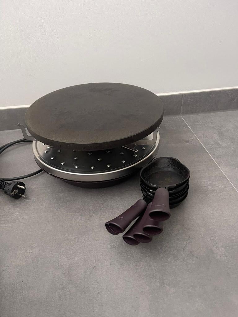 Werkende tafel gourmet steengrill, raclette voor 6 personen, Witgoed en Apparatuur, Gourmetstellen, Ophalen of Verzenden, Gebruikt