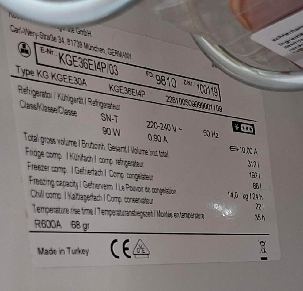 Bosch Koel/Vriescombinatie KGE36E14P/03 - Uitstekende Staat, Witgoed en Apparatuur, Koelkasten en IJskasten, Ophalen, 200 liter of meer