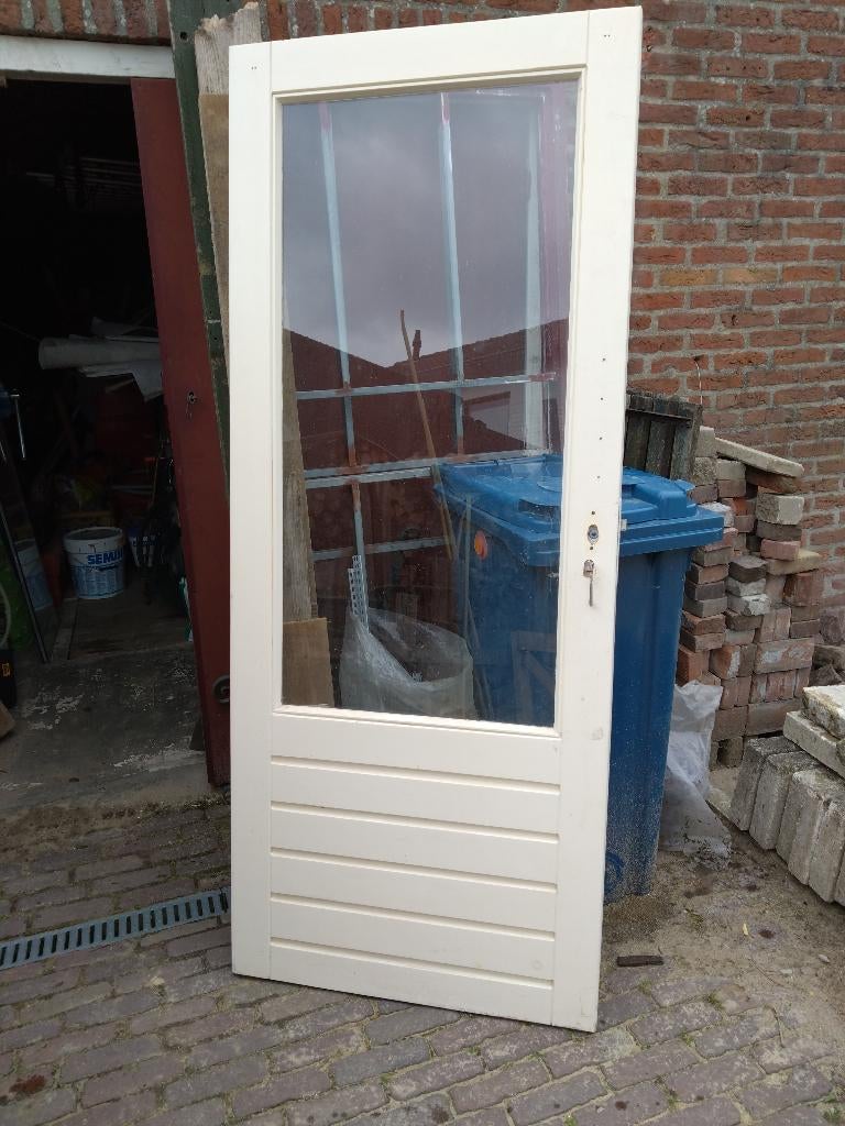 Buitendeur grenen (met enkel glas), Doe-het-zelf en Verbouw, Deuren en Horren, Ophalen, Gebruikt, 80 tot 100 cm, Buitendeur