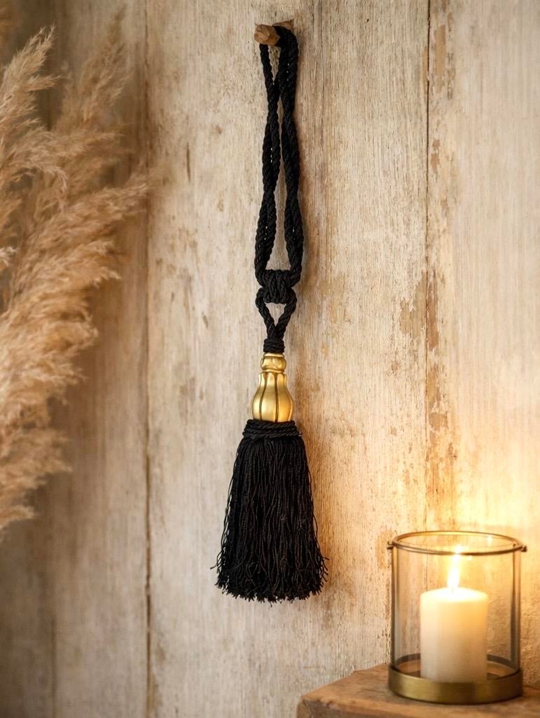 Luxe gordijnkwast kwast tassen kast hanger Boho Chique, Zwart, Boho, Ophalen of Verzenden, Zo goed als nieuw