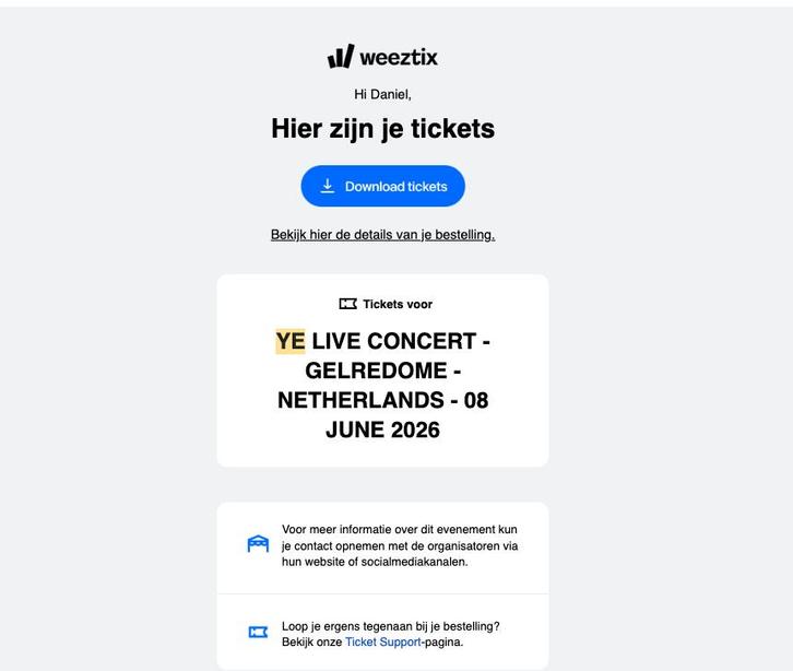 Kanye West Gelredome - 8 Juni -Zitplaatsen beschikbaar (YE), Tickets en Kaartjes, Concerten | Pop, Twee personen, Juni